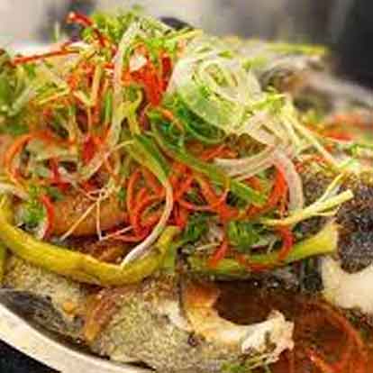 Cá mú hấp ngũ liễu